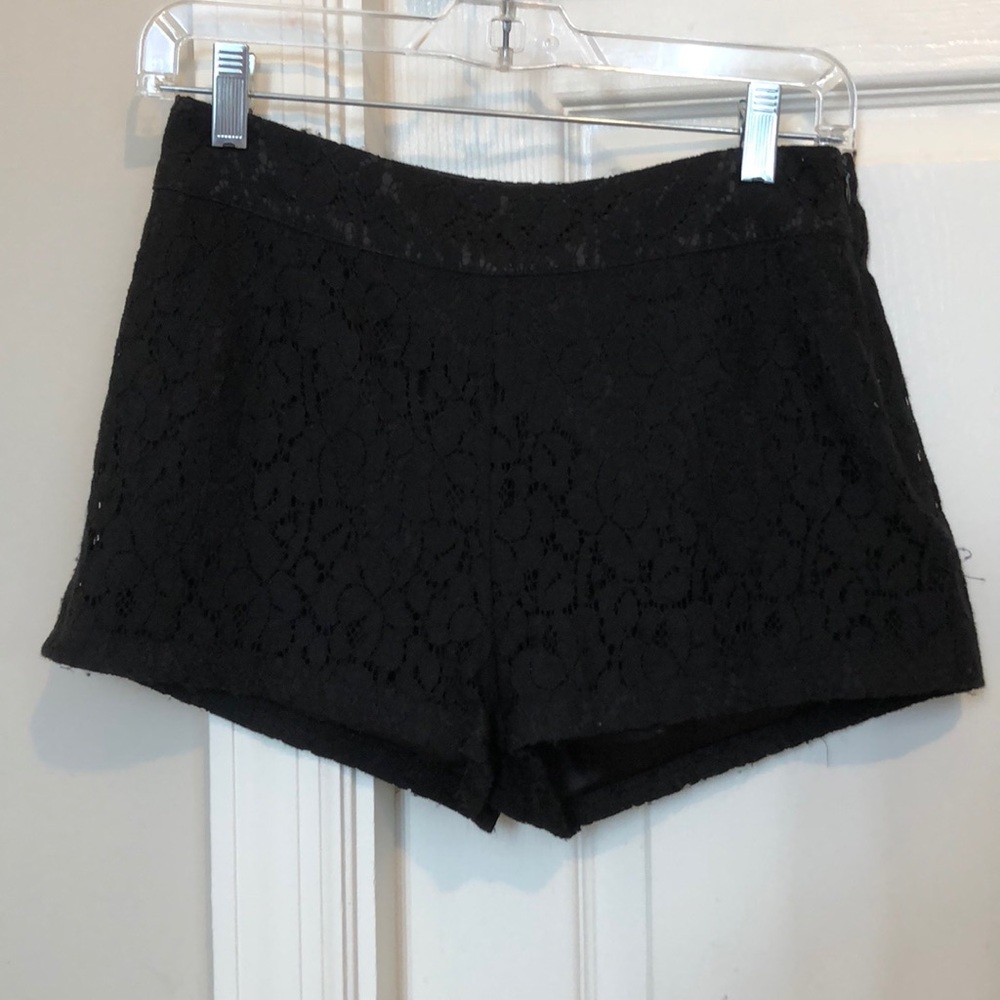 High waisted black lace shorts size S
